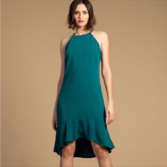 Trina Turk Emerald Green Zosia High Low Halter Dress Sz S - Picture 3 of 7